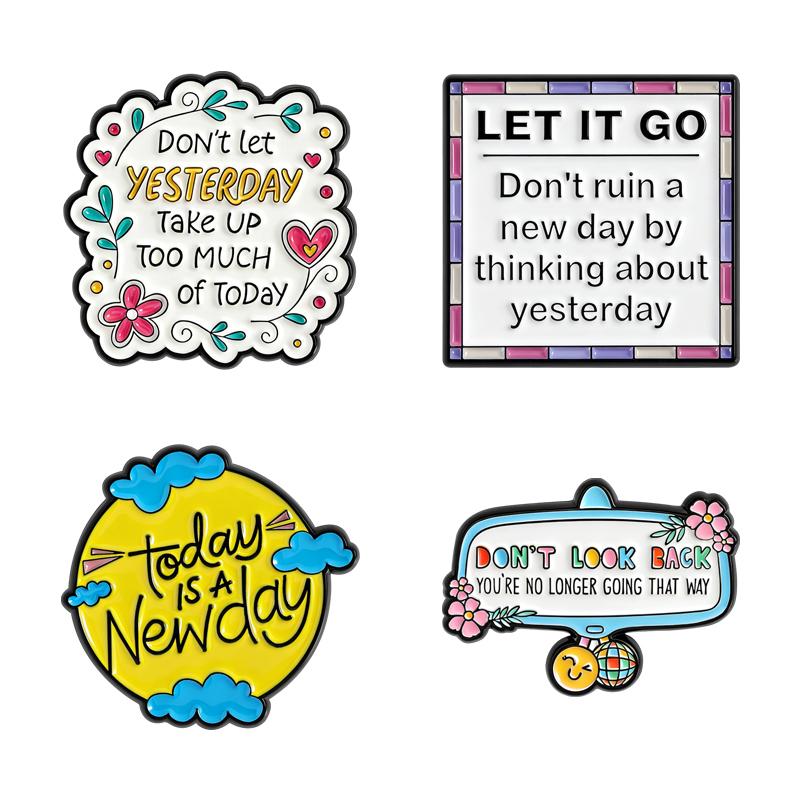 2-7pcs/set Encouraging Quotes Enamel Pins Jesus Motivational Brooch Anxiety Self-healing Badges Fun Antidepressant ADHD Jewelry