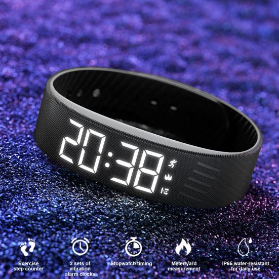 Вибрирующий будильник-напоминание Часы Студенческий бесшумный будильник Браслет Цифровые часы с шагомером Вибрация Секундомер Таймер для глубоко спящих Мужские