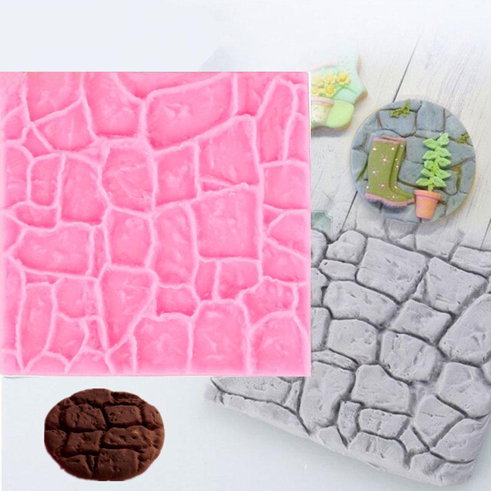 Chocolate Baking Bakeware Kitchen Sugar Craft Rock Stone Fondant 3D Castle Farm Wall Silicone Mould