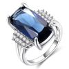 Fashion Jewelry Princess Jewelry Square Diamond Crystal Blue Zircon Ring Woman