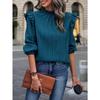 Spring and Autumn Women's Blouse Ruffled Edge Stand-up Collar Splicing Ruffled Lantern Sleeve Temperament Women's Tops