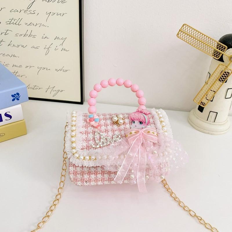 Charming Lightweight Pearl Shoulder Bag For Girls Featuring Cute Design Princess
