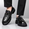 Осень Новая Модная Толстая Подошва Кожа Крокодила Формальные Деловые Кожаные Туфли Высокого Качества Мужские Удобная Посадка Оксфорды