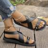 Large Size Summer New Women's Sandals Versatile Buckle with Flat Bottom Rivets Simple and Fashionable Beach Sandals