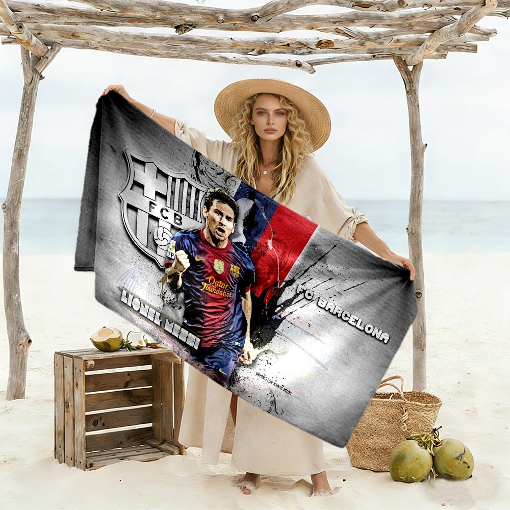 Messi's Iconic Logo Beach Towel High Absorbency & Quick-Dry Comfortable Lightweight Suitable for Swimming, Gym, Camping, Yoga Vacation