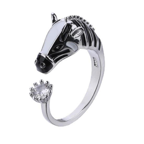 Кольцо на палец Дизайн головы лошади Открывающееся Регулируемое Женское кольцо 2026 год Кольцо года лошади Ювелирные аксессуары