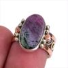 Ruby In Zoisite Lab-Created 925 Sterling Silver Jewelry Two Tone Ring S.5.5 U1r27