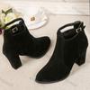 Women's Fashion Chunky Heel Ankle Boots Solid Color Back Zipper Booties Female Autumn Winter Comfortable High Heels Short Boots