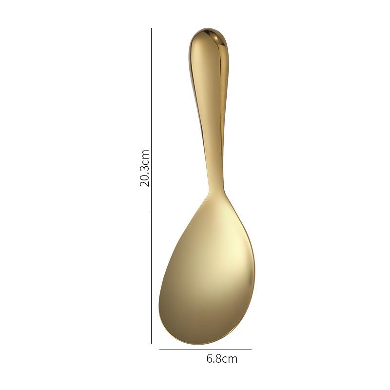 Ложка для риса из нержавеющей стали 304, утолщенная, с короткой ручкой, большой вместимости, суповая ложка, серебристая, золотистая, сервировочные приборы для шведского стола, кухонные инструменты