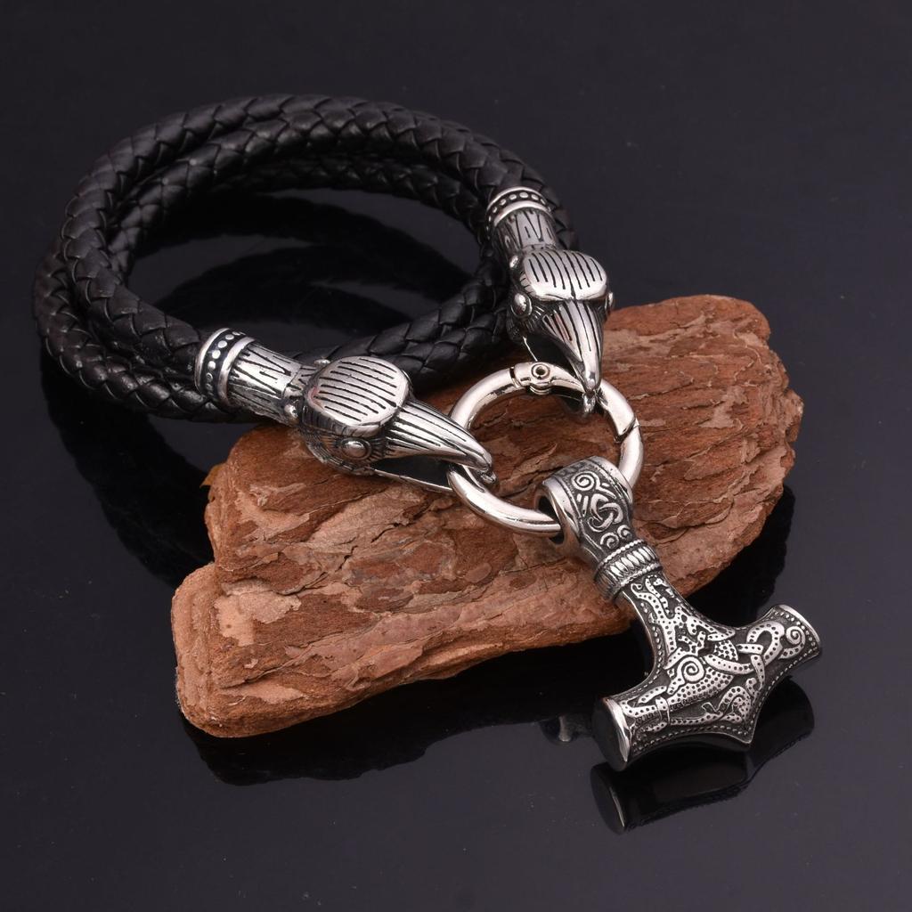 Nordic Viking из нержавеющей стали Odin Raven Thor's Hammer ожерелье мужское ожерелье 