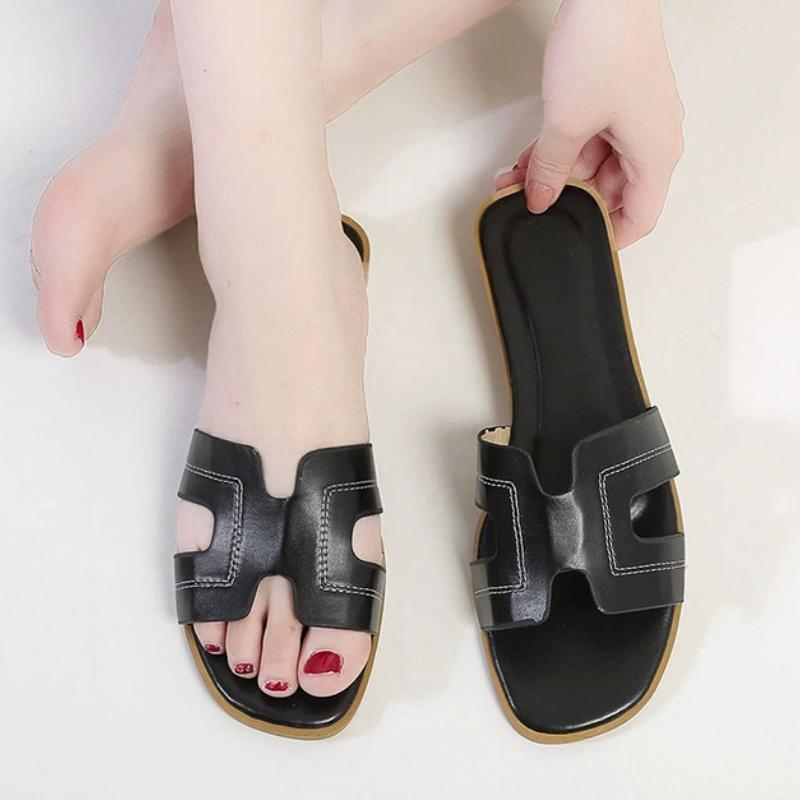 Большие размеры плоские повседневные тапочки женские летние новые пляжные тапочки