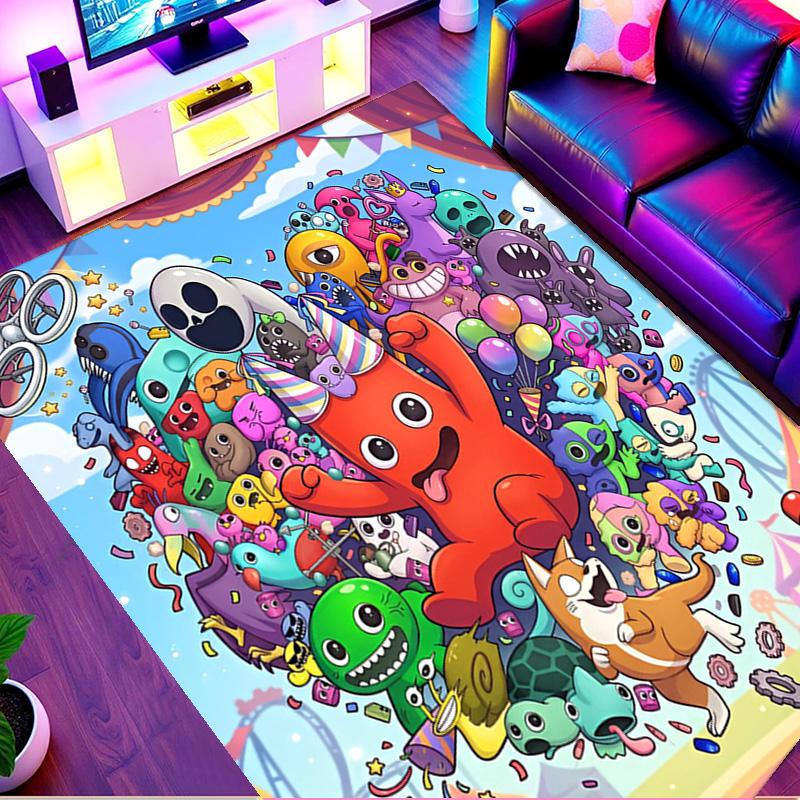 Game Rainbow Friends Print Rug, Washable Floor Carpet, For Entryway Dorm Laundry Room Office Study, Home Decor Birthday Christmas Gift
