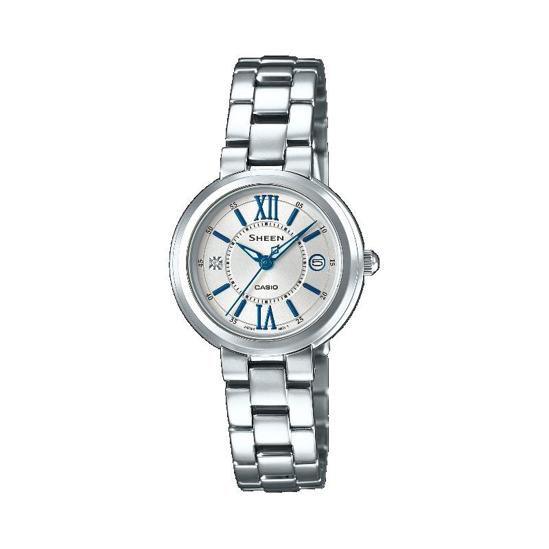 Casio Sheen Женские аналоговые кварцевые часы из нержавеющей стали с водозащитой 50 м SHE-4528D-7AUPRS