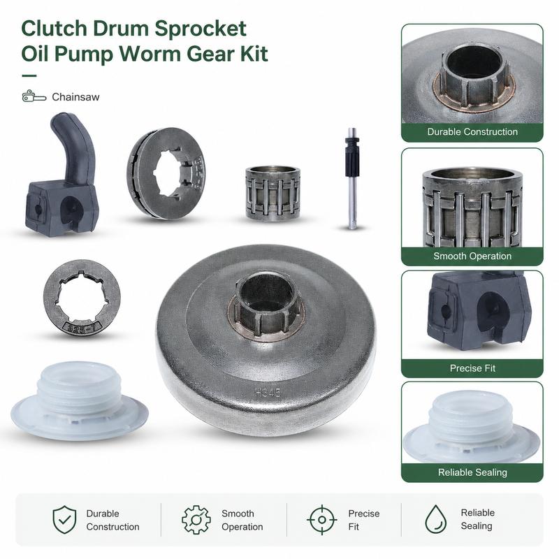 Clutch Drum Rim Sprocket Kit .325"-7T .325"-8T Oil Pump Worm Gear for Husqvarna 340 345 346XP 350 351 353 Chaaw Parts Kit