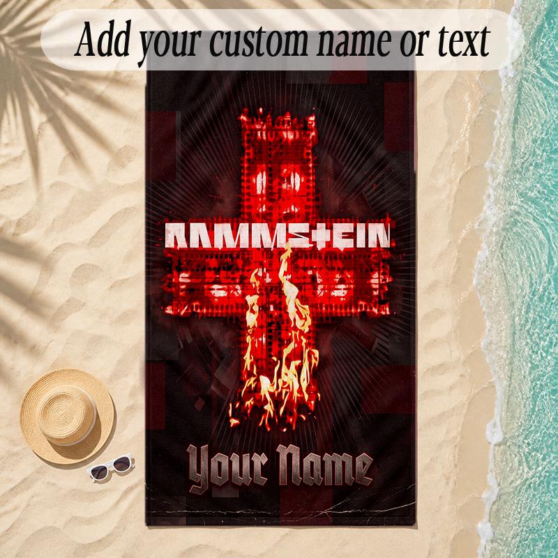 Beach TowelRammstein Custom Name Text Personalized Soft Towel for Beach Pool Indoor Home Decor Gift