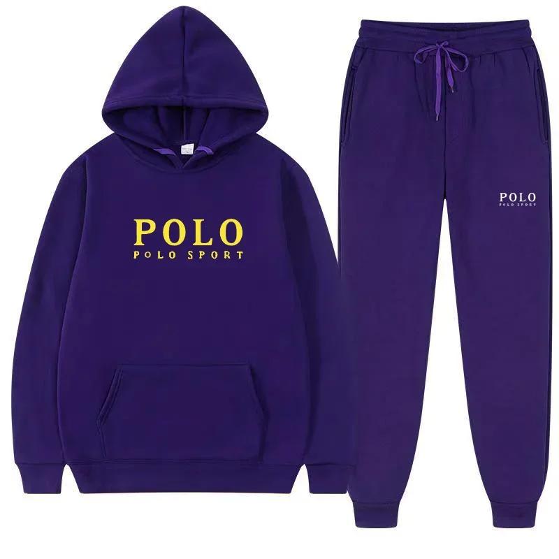 Стильный мужской костюм-худи и джоггеры с принтом bold sport letter на груди, matching small text на штанах, комплект из плотного флиса для городских спортивных поездок