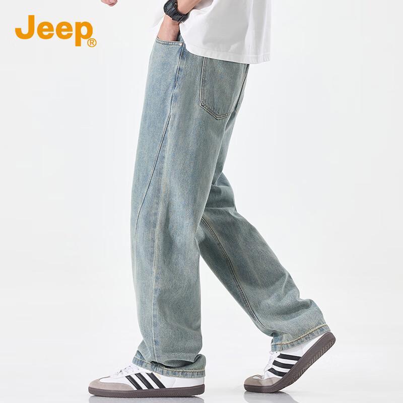 Jeep Мужские стираные рваные свободные прямые джинсы
