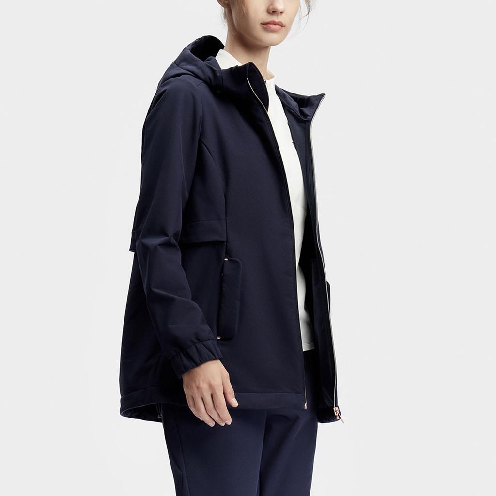 Fila Однотонная тканая спортивная куртка с капюшоном и логотипом для женщин, куртки, темно-синий, A11W411703F-NV