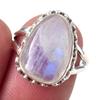 Natural Rainbow Moon Stone Gemstone Handmade 925 Sterling Silver Ring S.7 D9a17