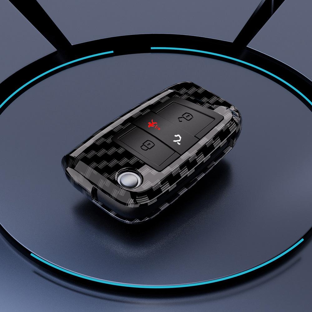 For Vw Volkswagen Golf 7 Mk7 Tiguan Mk2 T-Roc T-Cross Skoda Octavia Kodiaq Karoq Seat Ateca Leon Fob Abs Carbon Key Case Cover