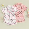 От 6 месяцев до 4 лет комплект одежды для маленьких девочек и мальчиков на День святого Валентина, топы с короткими рукавами, шорты с принтом сердца, летняя пижама