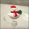 New 10mm Christmas Cartoon Silicone Straw Sleeve with Cute Dust Plug