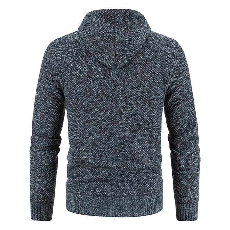 Мужское осенне-зимнее бархатное утепленное пальто больших размеров, свитер, кардиган с капюшоном, повседневный вязаный топ на молнии