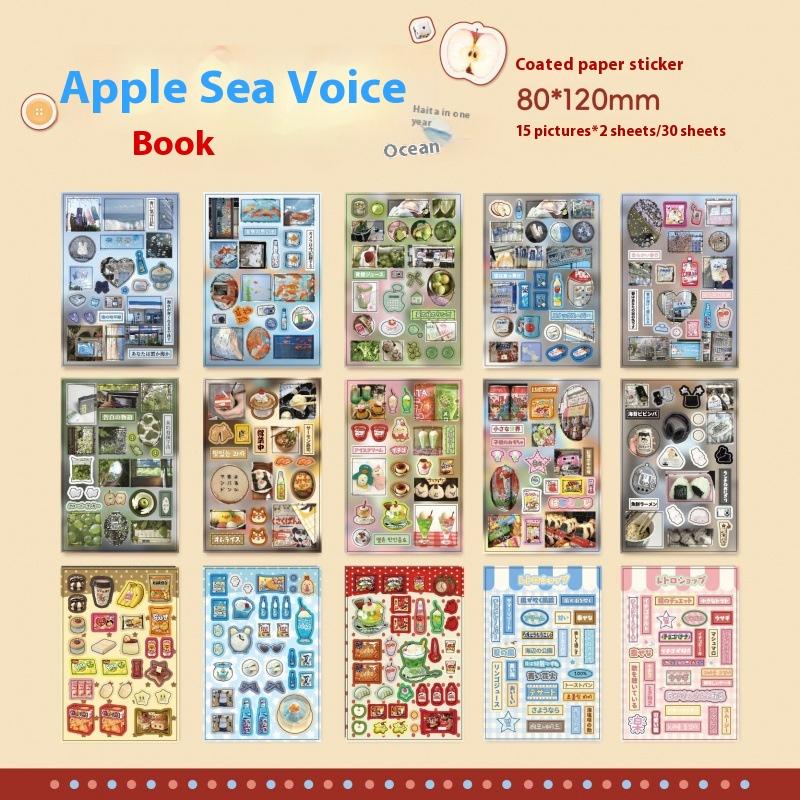 30 листов Каваи Японский стиль Сёва Кухня Десерт Глиттерная Пленка Наклейки Книга Сделай сам Ручная работа Скрапбук Эстетичные Канцелярские товары