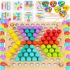 Puzzle Montessori En Bois Avec Billes Et Pinces – Apprentissage Des Couleurs Et Du Comptage (KP5760)