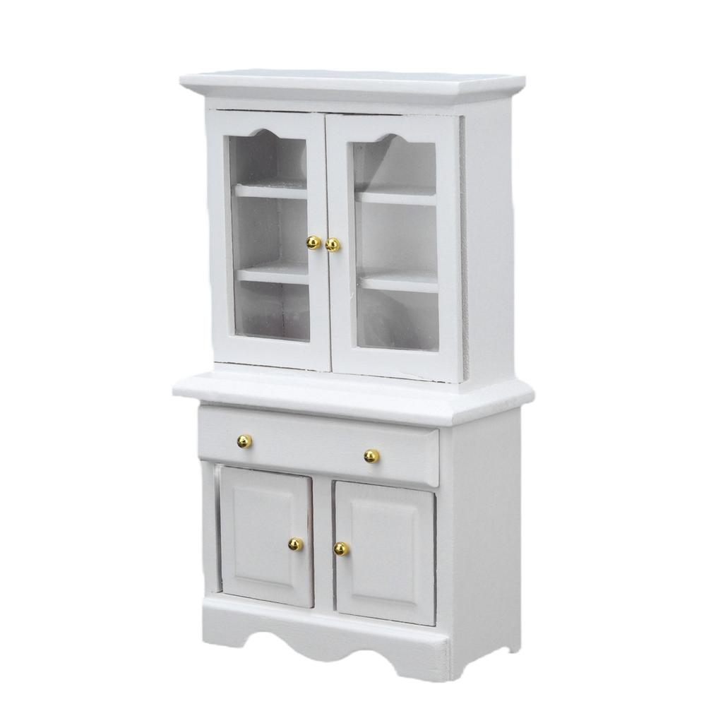 1:12 Dollhouse Cabinet Wooden Miniature Cupboard Furniture Decoration Accessories White