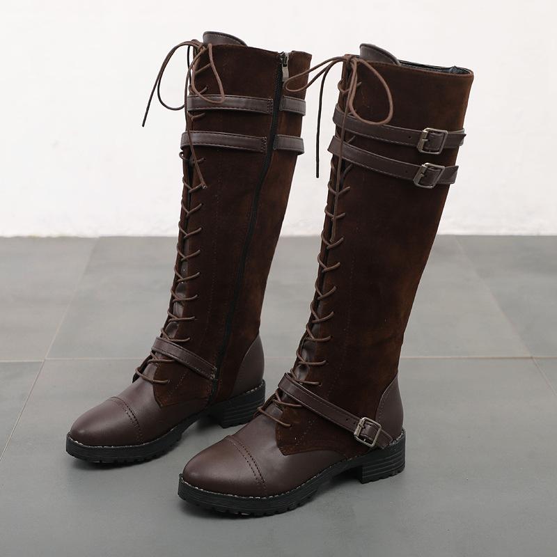 Boots Rome Style Knee High Boots Square Heel Zipper Short Plush Winter Female Shoes Size Botas Mujer Ghn789