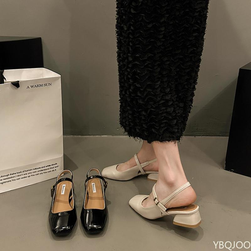 Summer Mary Jane Sandals Women's Thick Heel Shoes One Button Baotou Single Shoe Elegant Comfortable Ladies Sandals Zapatos Mujer