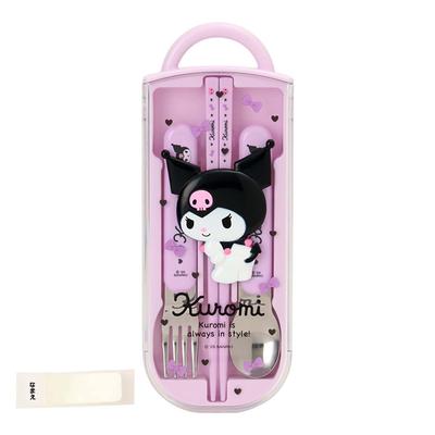 Набор из трех предметов для обеда Sanrio со скользящей крышкой 073628 Рельефный, Куроми, Контейнер, Антибактериальный,