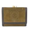 Used Tri-fold Wallet Suede/leather Khaki Brown Anagram