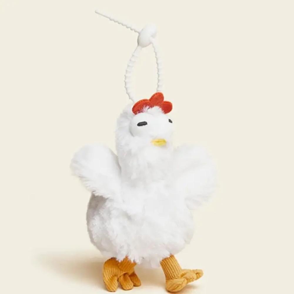 Rubber Plush Chicken Keychain Simulation Egg-laying Animal Key Holder Hens Key Ring Release Stress