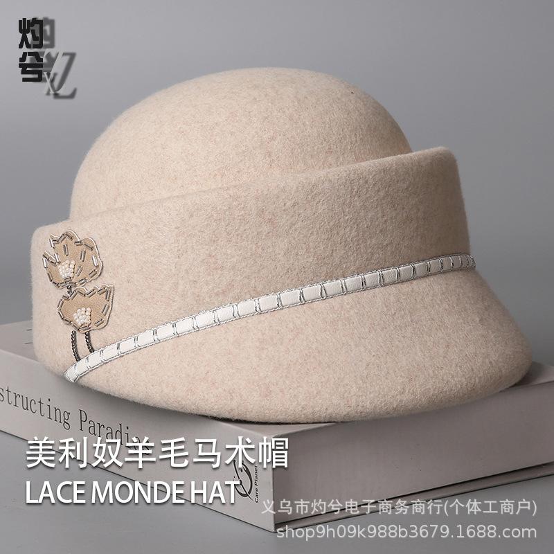 Autumn and winter new wool women's solid color versatile elegant celebrity high-end elegant cap temperament versatile octagonal hat