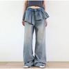 Модные джинсы с высокой талией и асимметричным дизайном, весенние антивозрастные женские длинные брюки, повседневные широкие свободные джинсовые брюки