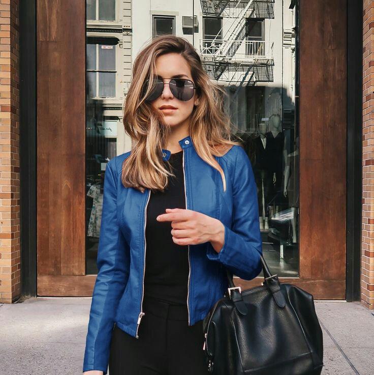 Women Bike Coat PU Leather Outwear Zipper Outfit Autumn Winter Wome Fashion Short Thin Female Jacket