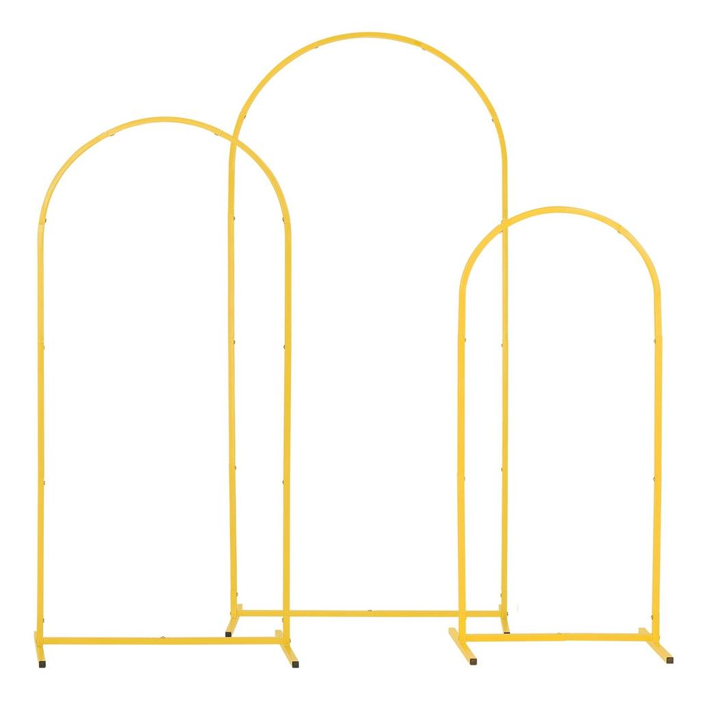 Arch Backdrop Stand, Set of 3, 1.8/1.5/1.2 m, Stable Structure, Easy Assembly, Gold Metal Arch Backdrop Stand for Wedding, Birthday Party, Graduation,