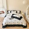 3/4PCS Rose Embroidered Duvet Cover Set (1*Duvet Cover + 2*Pillowcase, Without Core), Princess Style Lace Bedding Sheet Sets