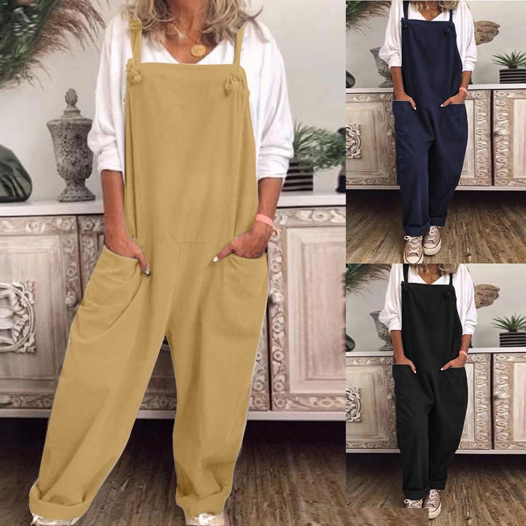 Women's Comfortable Jumpsuit, Casual Loose Wide Leg Jumpsuit, Large Pocket Overalls