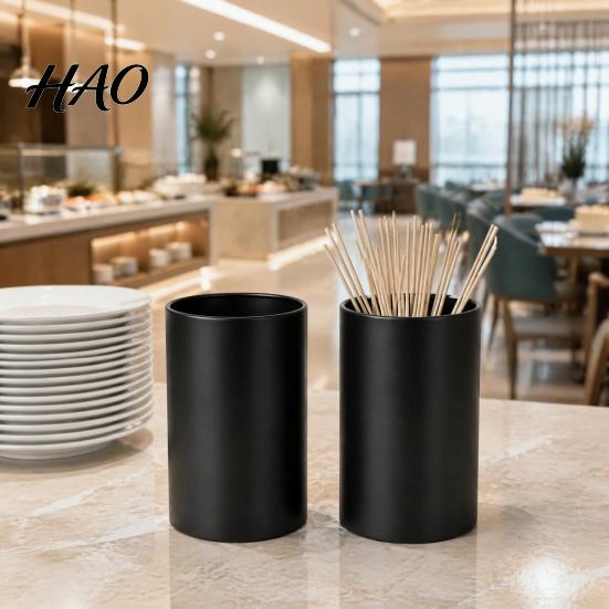 Sturdy Metal Cutlery Stand Stainless Steel Chopstick Holder, Matte Black Utensil Organizer, Large Countertop Tableware Organizer Capacity Durable
