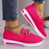 Fashion Women Pink Casual Shoes Breathable Mesh Shoes Woman Lightweight Chain Shallow Ladies Wedge Heels Shoes Spring Autumn Loafers