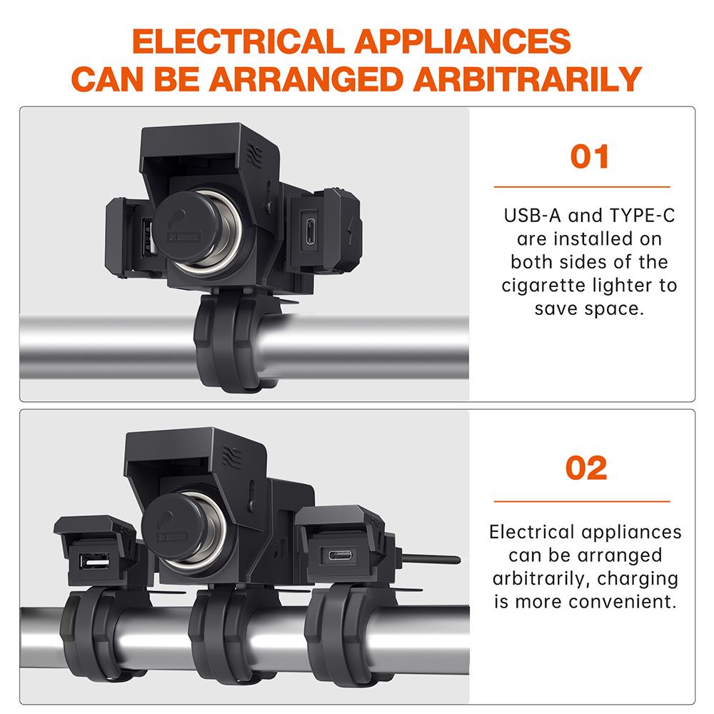 PD QC3.0 3-в-1 розетка USB Type C с прикуривателем Разъем для зарядного устройства аккумулятора мотоцикла Интеллектуальный многофункциональный