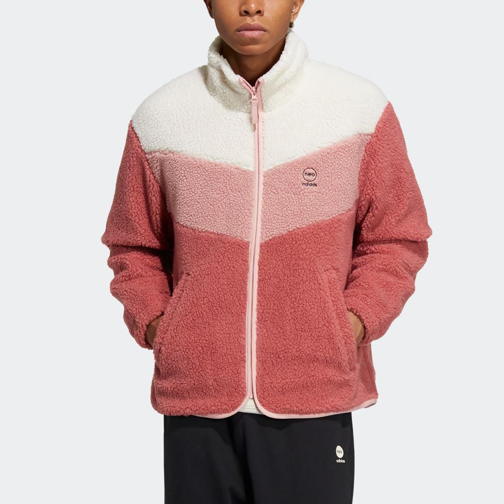 Adidas Neo с логотипом и воротником-стойкой, флисовая куртка на молнии, унисекс, верхняя одежда, красный HY9652