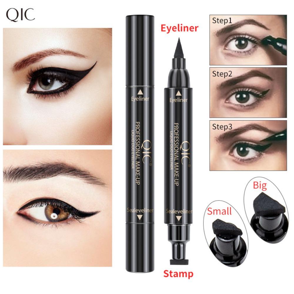 QIC Double -headed Seal Eyeliner, Waterproof Without Fainting Triangular Wing Tail Seal Eyeliner Pen
