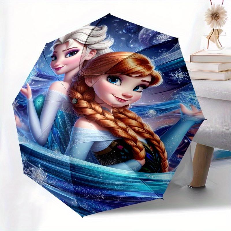 Disney Elsa,Anna,Frozen Fashion Manual Folding Umbrella - Reinforced Eight Ribs, Automatic Opening and Closing, Lightweight, Ssuitable For A