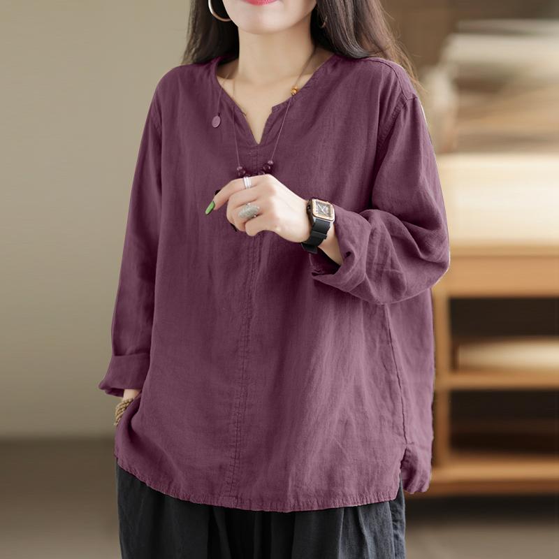 ZANZEA Женские повседневные хлопковые блузки с v-образным вырезом и длинными рукавами