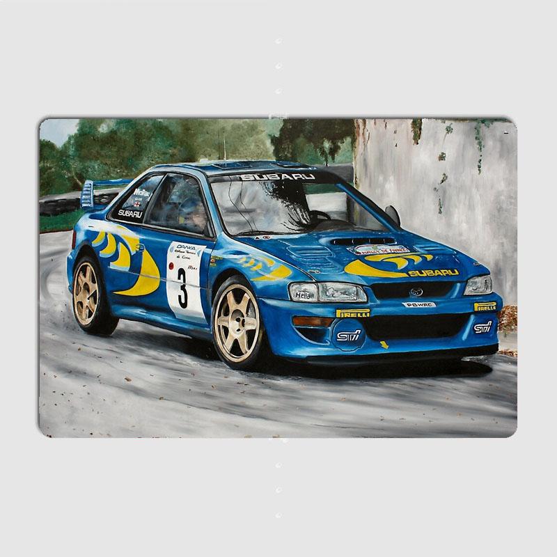 Ралли классических автомобилей Colin McRae Rally WRC scooby Ретро Постер Металлическая табличка Декор гаража Клубной комнаты Настенный декор Пользовательская жесть Домашний декор