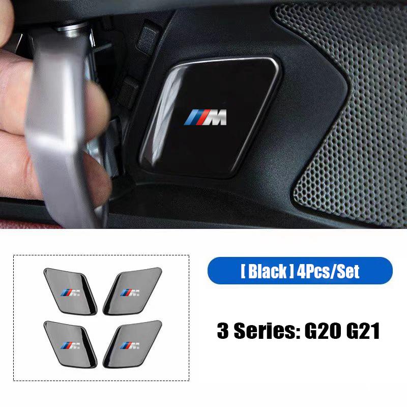 LGFHR1 2026 Car Sticker 4Pcs Car Inner Door Bowl Stainless Steel Protection Cover Stickers For BMW M E46 E90 E60 F30 F10 E39 E36 F20 G3